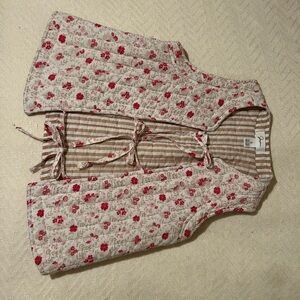 Japna Floral Quilted Vest - Red and Cream